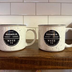 Magnolia Market Black and White Ceramic Speckled Camp Mugs Set